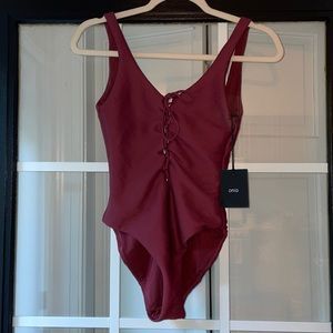 Onia ribbed maroon one piece. New with tags. XS.